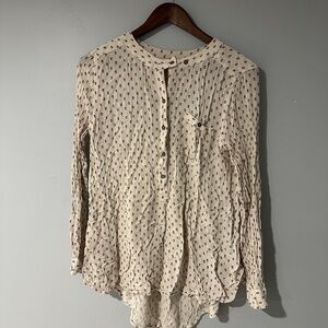 Free People Cream Patterned Blouse